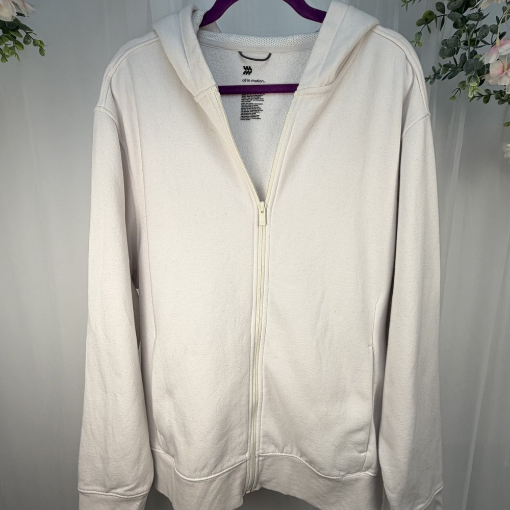All Inโ Motion Women's Zip Up Hoodie White Size XL